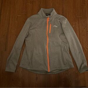 FILA Women's Gray Utility Jacket with Orange Zip Accents